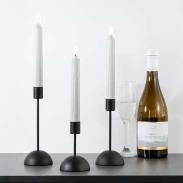 smtyle Black Tapered Halloween Candle Holder Candlestick Holders for Taper Candles Set of 3 with Iron-0.8" Diameter Candlestick Ideal for Table Centerpiece Decorations