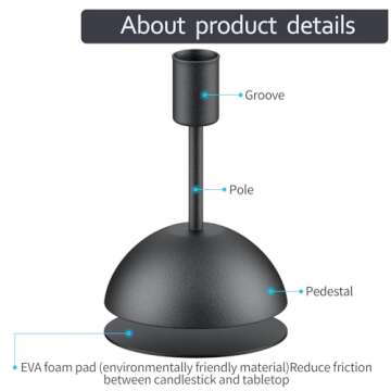 smtyle Black Tapered Halloween Candle Holder Candlestick Holders for Taper Candles Set of 3 with Iron-0.8" Diameter Candlestick Ideal for Table Centerpiece Decorations