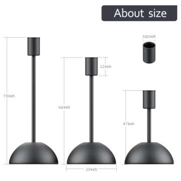 smtyle Black Tapered Halloween Candle Holder Candlestick Holders for Taper Candles Set of 3 with Iron-0.8" Diameter Candlestick Ideal for Table Centerpiece Decorations