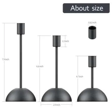 smtyle Black Tapered Halloween Candle Holder Candlestick Holders for Taper Candles Set of 3 with Iron-0.8" Diameter Candlestick Ideal for Table Centerpiece Decorations