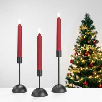 smtyle Black Tapered Halloween Candle Holder Candlestick Holders for Taper Candles Set of 3 with Iron-0.8" Diameter Candlestick Ideal for Table Centerpiece Decorations