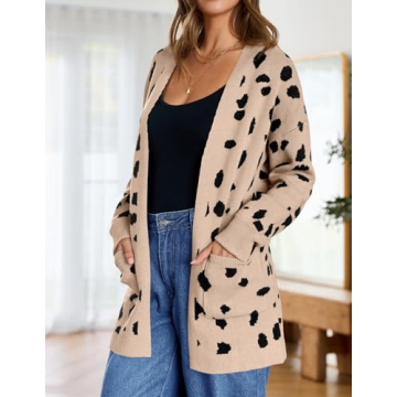ZESICA Women's Comfortable Leopard Print Cardigan