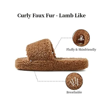 POSEE Fuzzy Memory Foam Slippers Women Cozy Non-Slip Stylish
