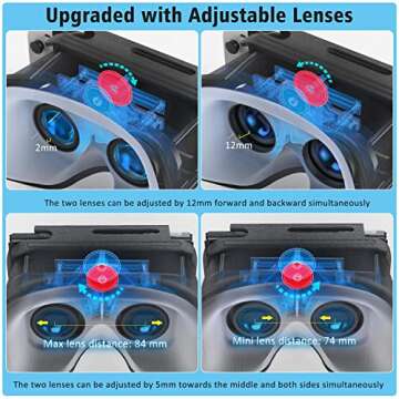 Adjustable VR Headset for Nintendo Switch & OLED - Upgraded HD Lenses, 3D Glasses Compatible with Original & OLED Switch Models, Switch VR Kit