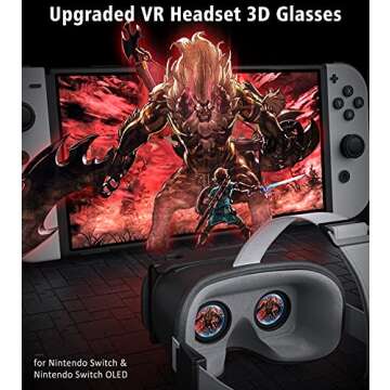 Adjustable VR Headset for Nintendo Switch & OLED - Upgraded HD Lenses, 3D Glasses Compatible with Original & OLED Switch Models, Switch VR Kit