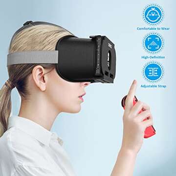 Adjustable VR Headset for Nintendo Switch & OLED - Upgraded HD Lenses, 3D Glasses Compatible with Original & OLED Switch Models, Switch VR Kit