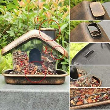 FUNPENY Bird Feeders for Outdoor Hanging, Wild Bird Feeders for Outside Clearance, Yard Lawn Garden Decorations (Copper Red)