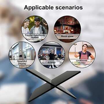 Hopysgiien Black Acrylic Book Stand - Acrylic Open Book Display Stand Reading Acrylic Book Holder for Open and Closed Books, Bible, Cookbook, Magazines, Textbooks, Recipe Holder Picture Display