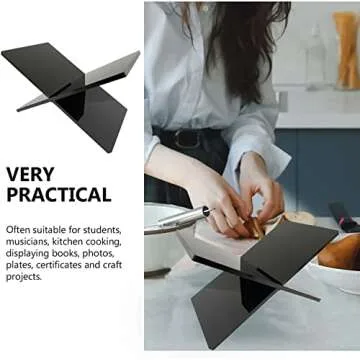 Hopysgiien Black Acrylic Book Display Stand for Easy Reading