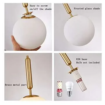 Surpars House Plug in Globe Pendant Lamp for Cozy Homes