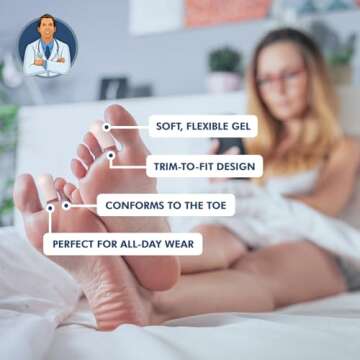 Dr. Frederick's Original Soft Gel Toe Protectors for Men & Women - 6 ct - Toe Caps for Foot Pain Relief - Sleeves for Ingrown Toenails, Corns, Calluses, and Blisters - Small - White