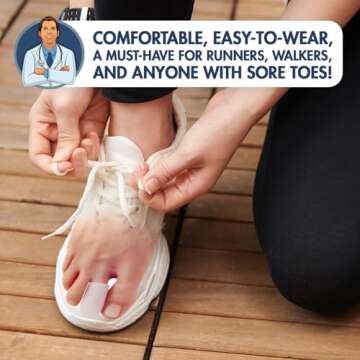 Dr. Frederick's Original Soft Gel Toe Protectors for Men & Women - 6 ct - Toe Caps for Foot Pain Relief - Sleeves for Ingrown Toenails, Corns, Calluses, and Blisters - Small - White