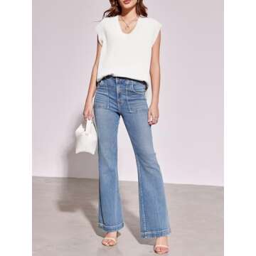 Saodimallsu Women's V Neck Sleeveless Sweater Vest