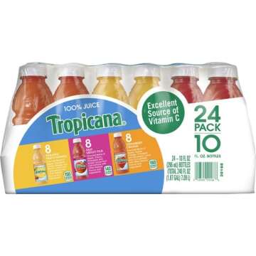 Tropicana 100% Juice, 3 flavor, 10 fl oz (Pack of 24) - Pineapple Peach Mango Juice, Fruit Medley, Strawberry Orange Juice