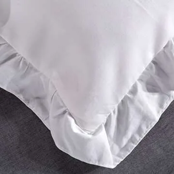 HYPREST White Duvet Cover Queen Size- Soft Lightweight Cooling Aesthetic Farmhouse Ruffled Duvet Cover Bedding Comforter Cover with 1 Duvet Cover and 2 Shams, Oeko-TEX Certificated (No Comforter)