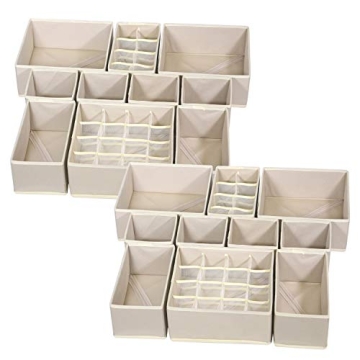 TENABORT 21 Pack Foldable Drawer Organizer Dividers Cloth Storage Box Closet Dresser Organizer Cube ...