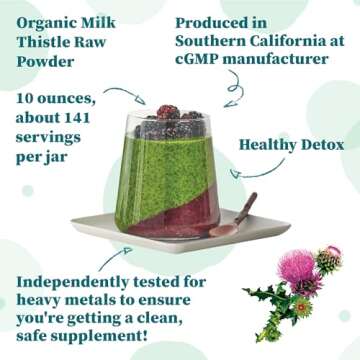 Nature Restore USDA Certified Organic Milk Thistle Seed Powder, 10 Ounces, Packaged in California