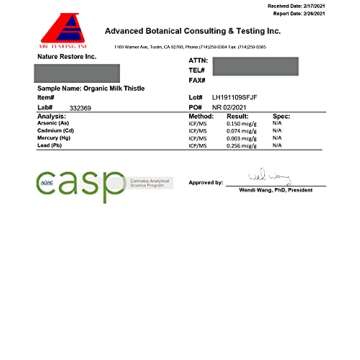 Nature Restore USDA Certified Organic Milk Thistle Seed Powder, 10 Ounces, Packaged in California