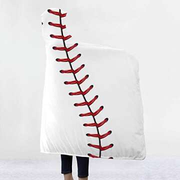 Irisbell Hooded Blanket Throw Wrap Baseball Softball Soccer Wearable Blanket Sherpa Poncho Cloak Hooded 60''H x 80''W (Baseball, 80'' x 60'')
