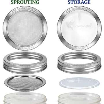 Mason Jar Sprouting Lids - Rust-Proof 316 Stainless Steel for Healthy Sprouts