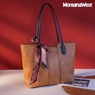 Montana West Tote Bag for Women Top Handle Satchel Purse Oversized Shoulder Handbag Hobo Bags Brown MWC-323BR