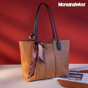 Montana West Tote Bag for Women Top Handle Satchel Purse Oversized Shoulder Handbag Hobo Bags Brown MWC-323BR