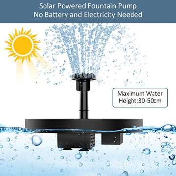 AISITIN Solar Bird Bath Fountain with 6 Nozzles, Solar Fountain Pump for Bird Bath with Brackets, So...