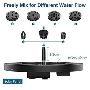 AISITIN Solar Fountain Pump for Garden with Nozzles