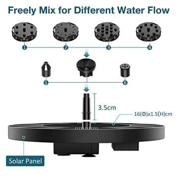 AISITIN Solar Fountain Pump for Garden with Nozzles