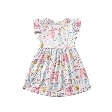 JONGOS Toddler Girls Back to School Pencil Dress - Flutter Sleeve Ruffle Bottom