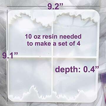 Resin Easy Geode Coaster Mold - Irregular Silicone Coaster Mold for Making Geode Coasters Agate Coasters - Large & Thick Resin Coaster Mold for Epoxy Resin and Polymer Clay