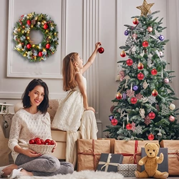 Light-Up Christmas Wreath 20 Inch Decorated with Ornaments