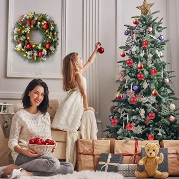 Light-Up Christmas Wreath 20 Inch Decorated with Ornaments