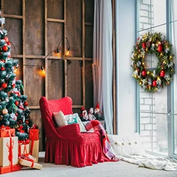 Light-Up Christmas Wreath 20 Inch Decorated with Ornaments