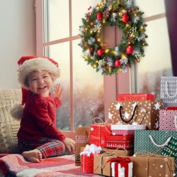 Light-Up Christmas Wreath 20 Inch Decorated with Ornaments