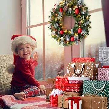 Light-Up Christmas Wreath 20 Inch Decorated with Ornaments