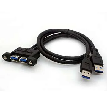 BSHTU Dual USB 3.0 Adapter Male to Female 50cm Cable