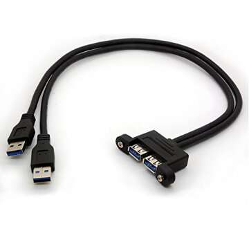 BSHTU Dual USB 3.0 Adapter Male to Female 50cm Cable