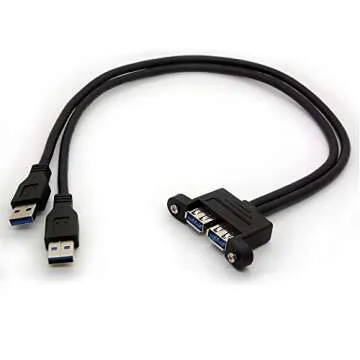 BSHTU Dual USB 3.0 Adapter Male to Female 50cm Cable