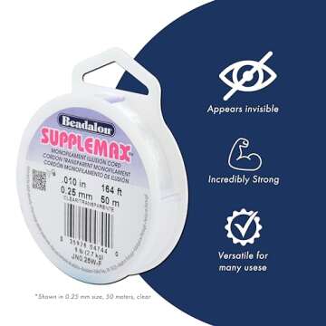 Beadalon SuppleMax Illusion Beading Cord | Durable & Clear