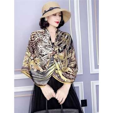 Amymode Silk Like Scarf for Women 51" Square Shawl
