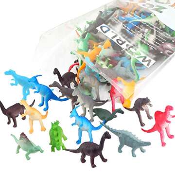 82 Piece Mini Dinosaur Toy Set for Dino Party Favor Supplies Birthday Cupcake Toppers - Assorted Vinyl Plastic Figure Toys for Kids Toddler Pinata Filler School Carnival Prize Bulk Goodie Bag Stuffers