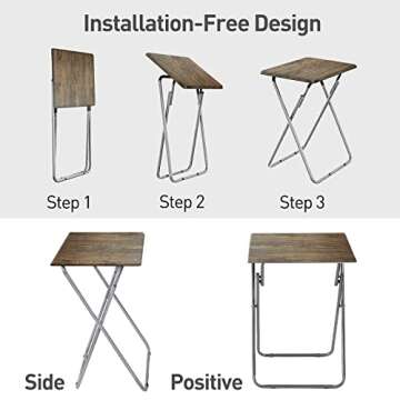 Garden 4 you Portable Folding TV Tray Table TV Dinner Tray with Sturdy MDF,Eating Trays for Living Room with No Assembly Required 15 x 18.9 x 26in (3D,1PC)