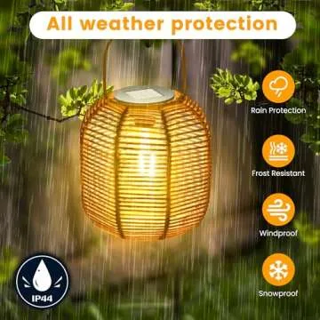 HPC Decor Solar Lanterns - Outdoor Waterproof Rattan Lights