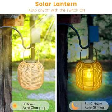 HPC Decor Solar Lanterns - Outdoor Waterproof Rattan Lights