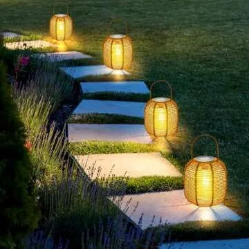 HPC Decor Solar Lanterns - Outdoor Waterproof Rattan Lights
