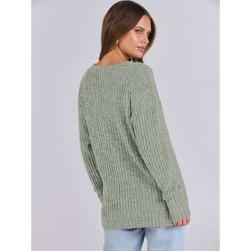 ANRABESS Women's V Neck Casual Long Sleeve Sweater