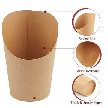Ocmoiy Charcuterie Cups with Sticks and Bags, Brown Disposable 14 oz Kraft Paper Appetizer Cups, Individual Party Serving Snack Cups (50 Cups, 200 Picks, 50 bags)