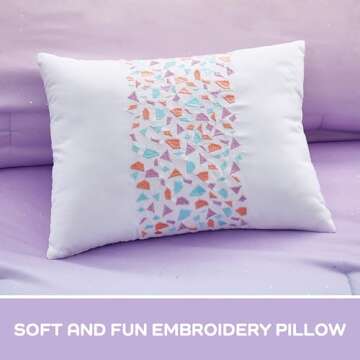 MI ZONE Twin Comforter Set Reversible Bed Comforter Metallic Glitter Ombre Printed for Dorm College Girls, All Season Bedding Set, Sham & Toss Pillow