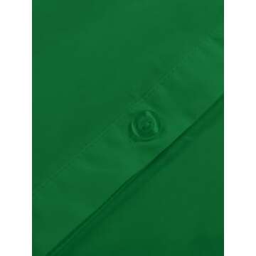 LYANER Women's Casual Shirts Dress Collar V Neck Button Down Loose Long Sleeve Mini Dresses Green X-Large